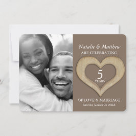 5. Holzhochzeit Braun Foto zum Geburtstag Einladung