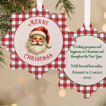 5-in rotes Karo Frohe Weihnachten Santa Personaliz