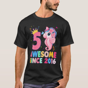 5 Jahre alt 5. Geburtstag Seepferd Girl Unicorn Si T-Shirt