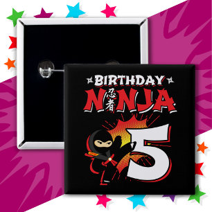 5 Jahre alt Comic Book Style Ninja 5. Geburtstag Button