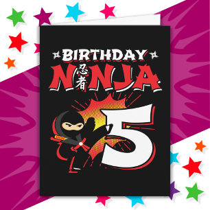 5 Jahre alt Comic Book Style Ninja 5. Geburtstag Karte