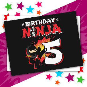 5 Jahre alt Comic Book Style Ninja 5. Geburtstag Postkarte