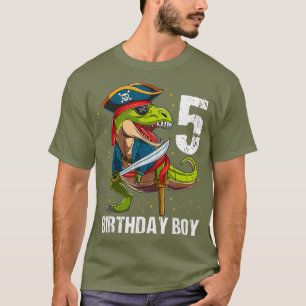 5 Jahre alt Dinosaurier Pirate 5. Geburtstag Junge T-Shirt