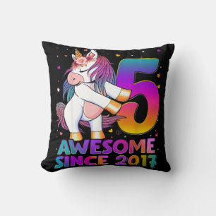 5 Jahre alt Einhorn Blüte 5. Geburtstag Mädchen Un Kissen