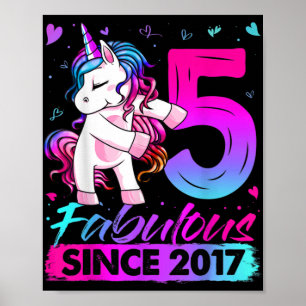 5 Jahre alt Einhorn Blüte 5. Geburtstag Mädchen Un Poster