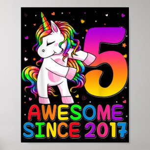 5 Jahre alt Einhorn Blüte 5. Geburtstag Mädchen Un Poster