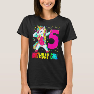 5 Jahre alt Einhorn Dabbing 5. Geburtstag Girl Uni T-Shirt