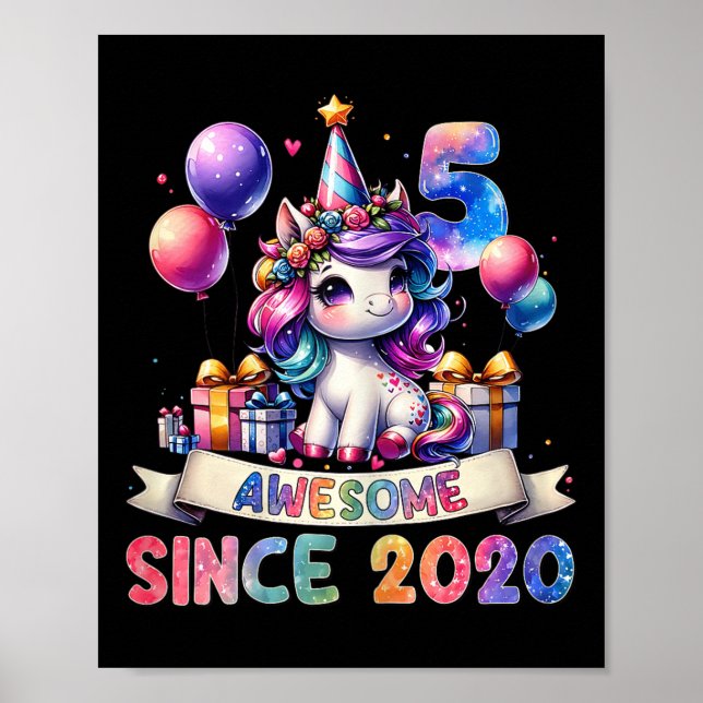 5 Jahre alt Einhorngeschenke für Mädchen 5. Geburt Poster (Vorne)