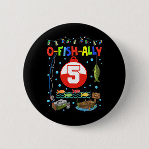 5 Jahre alt Fischen 5. Geburtstag Junge Tag Party  Button