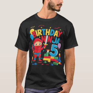 5 Jahre alt Gebäude blockiert Ninja 5. Geburtstags T-Shirt