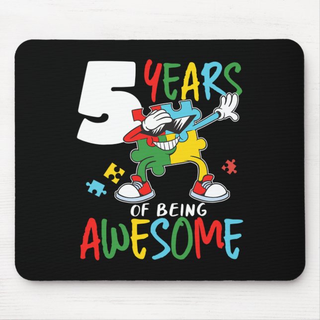 5 Jahre alt Geburtstag Autistischer Junge Autismus Mousepad (Vorne)