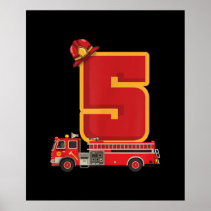 5 Jahre alt Geburtstagskind gibt Feuerwehrmann Poster