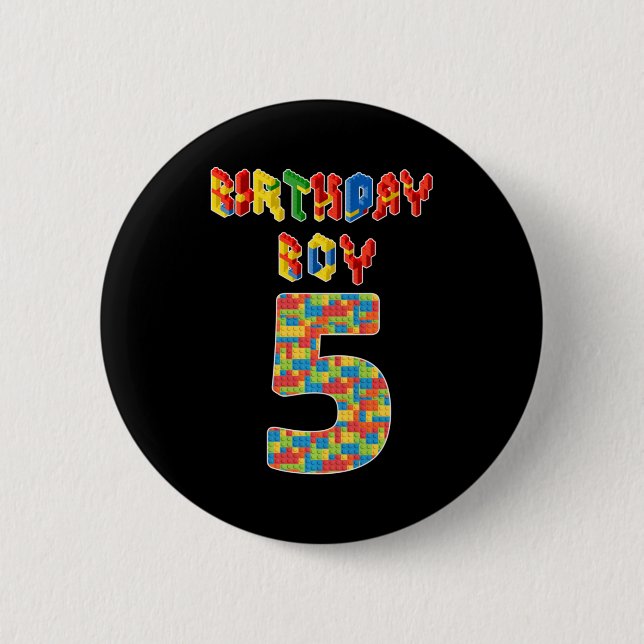 5 Jahre alt Geschenke Gebäude Blocks 5th Birthday  Button (Vorderseite)