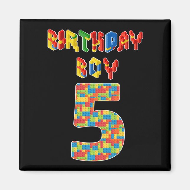 5 Jahre alt Geschenke Gebäude Blocks 5th Birthday  Magnet (Vorne)