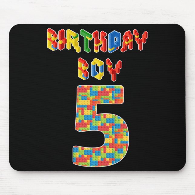 5 Jahre alt Geschenke Gebäude Blocks 5th Birthday  Mousepad (Vorne)