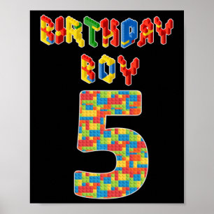 5 Jahre alt Geschenke Gebäude Blocks 5th Birthday  Poster