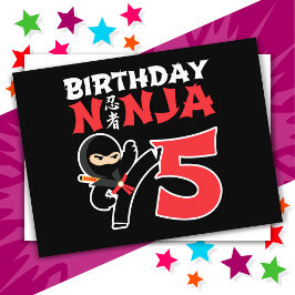 5 Jahre alt Karate Ninja Party Kinder 5. Geburtsta Postkarte