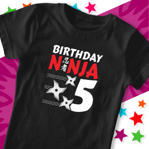 5 Jahre alt Ninja Party Stars Kinder 5. Geburtstag T-Shirt