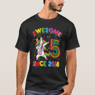 5 Jahre Alte Geschenke Dabbing Einhorn Regenbogen T-Shirt