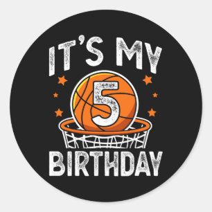 5 Jahre alte Kinder Bysketbyll Sport 5th Birthday Runder Aufkleber