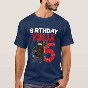 5 Jahre alte Kinder Ninja Thema Geburtstagsparty T-Shirt