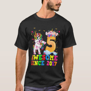 5 Jahre alte Mädchen Einhorn Flossen 5. Geburtstag T-Shirt