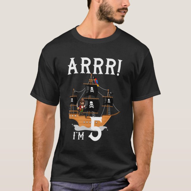 5 Jahre alter Piratenschiff Party Pirates Schiff T-Shirt (Vorderseite)