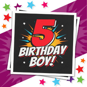 5 Jahre alter Superheld Geburtstag Junge 5. Geburt Serviette