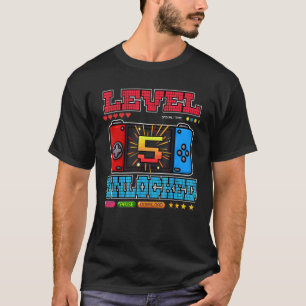 5 Jahre alter Video Gamer Birthay Level Unlock Fa. T-Shirt
