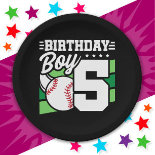 5 Jahre altes Baseball Party Thema 5. Geburtstag J Pappteller