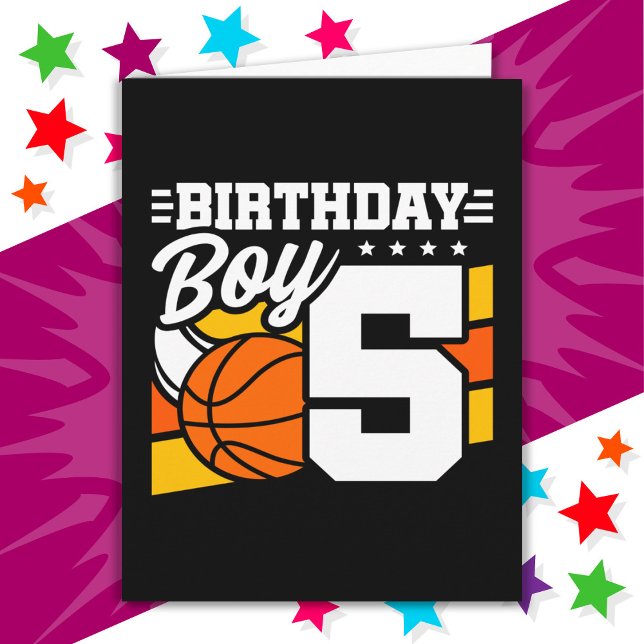 5 Jahre altes Basketball Party Thema 5th Birthday  Karte (Von Creator hochgeladen)