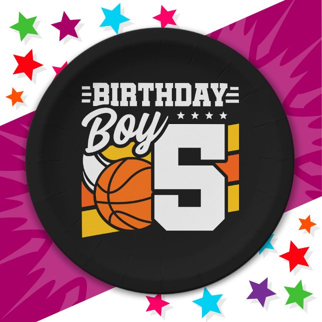 5 Jahre altes Basketball Party Thema 5th Birthday  Pappteller (Von Creator hochgeladen)