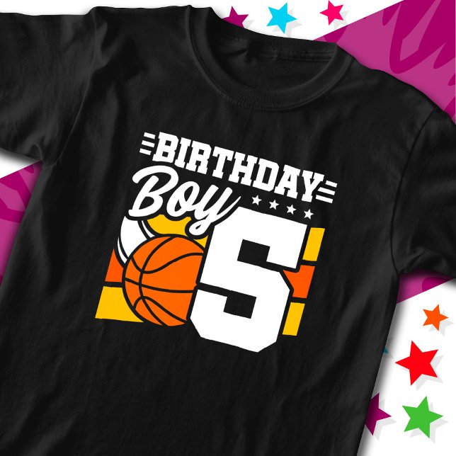 5 Jahre altes Basketball Party Thema 5th Birthday  T-Shirt (Von Creator hochgeladen)
