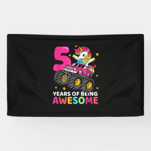 5 Jahre Altes Einhorn Reitmonster Truck 5. Geburt Banner