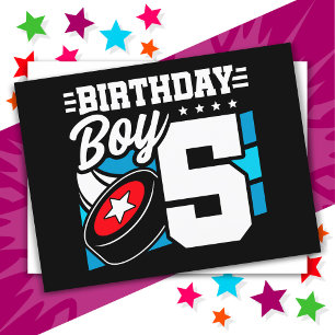 5 Jahre altes Hockey Party Thema 5. Geburtstag Jun Postkarte
