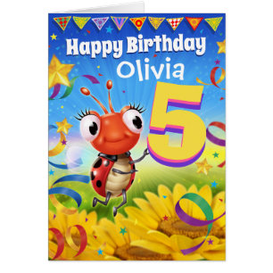 5 Jahre Custom Geburtstagskarte Little Ladybug Ber