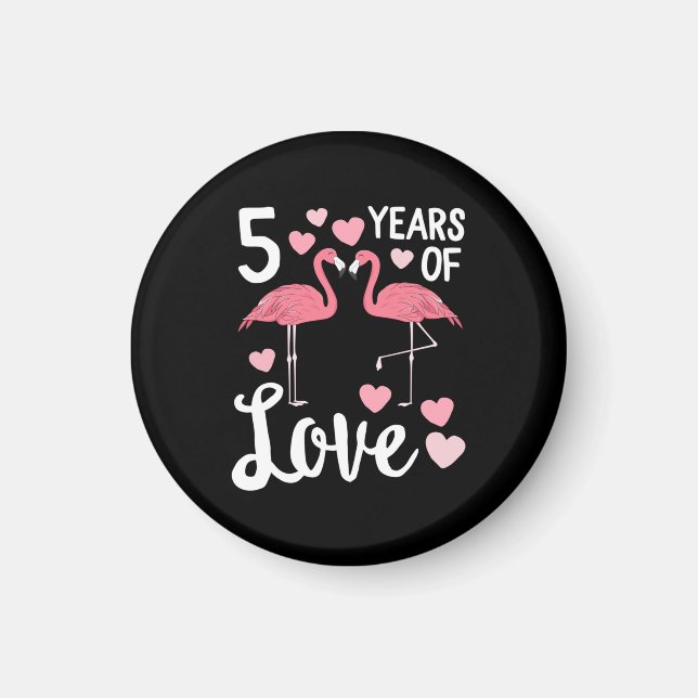 5 Jahre Liebe Flamingo Matching Jahrestag Magnet (Vorne)