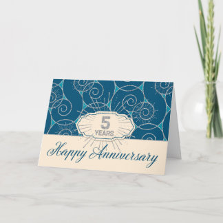 5 Jahre Mitarbeiterjubiläum - Blue Wirbel Karte
