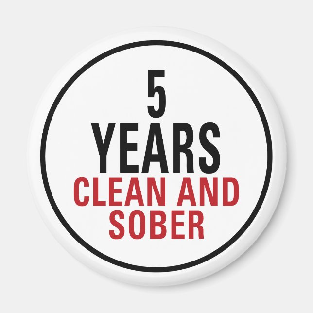 5 Jahre sauber und nüchtern Magnet (Vorne)