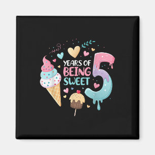 5 Jahre süß 5. Geburtstag Girl Ice Creme Magnet