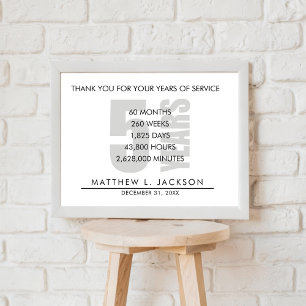 5 Jahre Übergabe oder Mitarbeiterwertscheck Poster