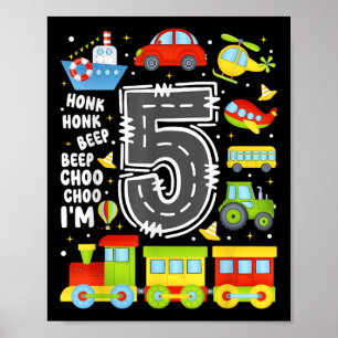 5-jährige Jungen Mädchen Kinder 5. Geburtstag Tran Poster