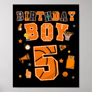5-jähriger Geburtstagsjunge 5 Jahre Sketll-Party F Poster