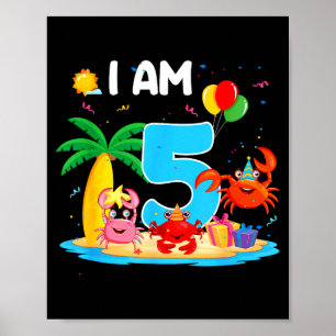 5-jähriger Krabbenliebhaber 5. Krabben-Thema Stran Poster