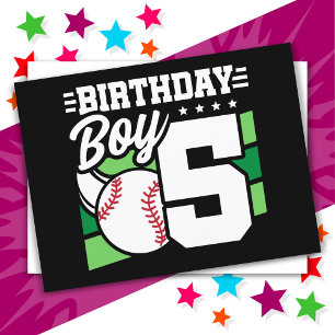 5-jähriges Baseball-Party-Thema 5. Geburtstag Jung Postkarte