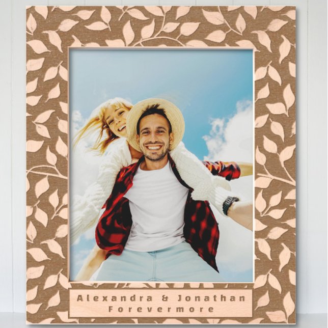 5-jähriges Hochzeitsjubiläum Whimsical Leaf Muster Geätzte Rahmen (Von Creator hochgeladen)