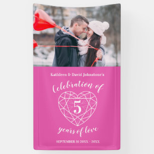 5. Jubiläum rosa personalisiertes Foto Banner