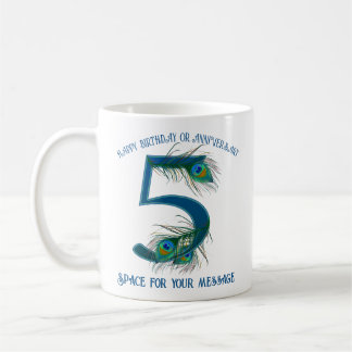 5. Jubiläums-Pfauenfeder individuell anpassbar Kaffeetasse