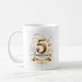 5. Jubiläumsfeier Gold Elegantes Design Kaffeetasse