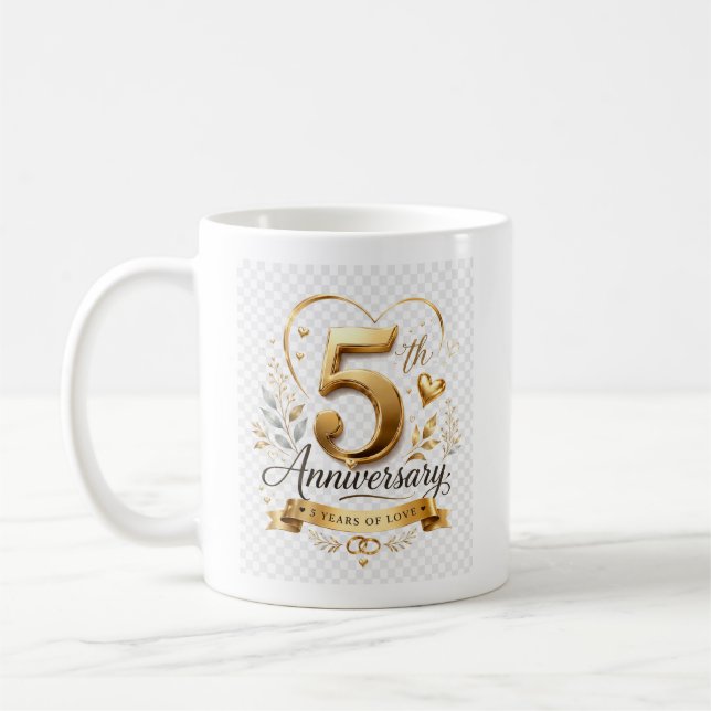 5. Jubiläumsfeier Gold Elegantes Design Kaffeetasse (Links)